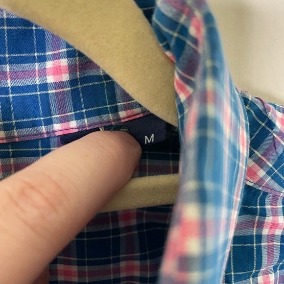 GANT Dogleg Poplin Blue/Pink Checked Shirt Medium - Picture 4 of 6